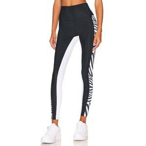 Beach Riot Womens Plains Zebra Legging High Waist Ribbed Black White Size XL